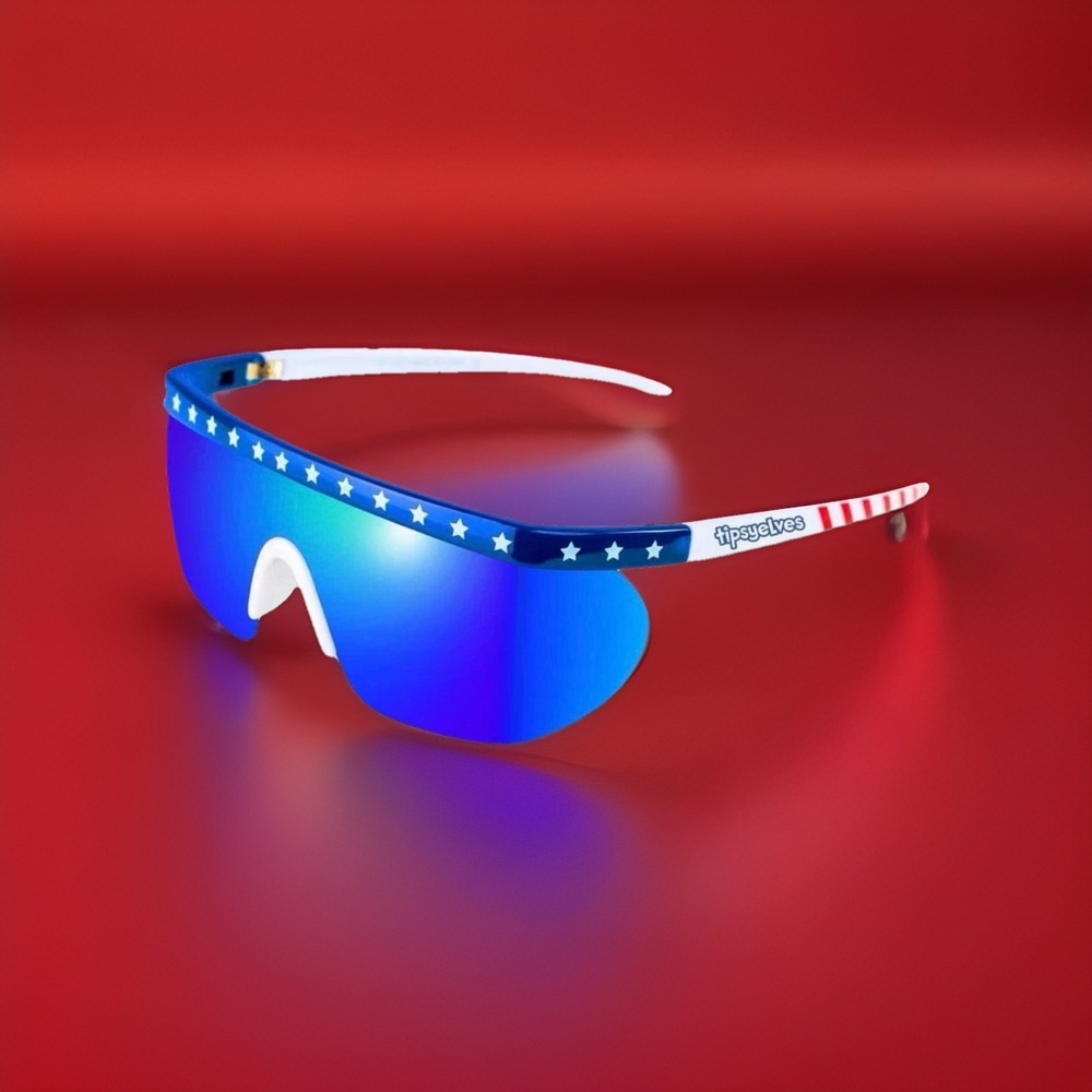 RETRO Red White Blue Patriotic Sunglasses With Case 400 UV Dark Tint Trendy - Picture 2 of 5